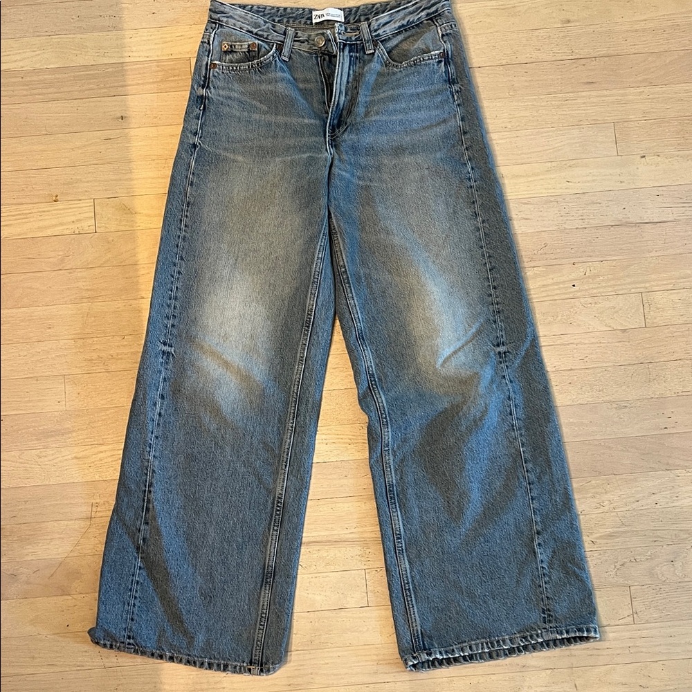 Zara Blue Wide Leg Jeans sz 4